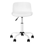 Office Chair, Adjustable Height, Swivel, Ergonomic, Computer Desk, Work, Juvenile, White Leather Look, White Metal, Contempor