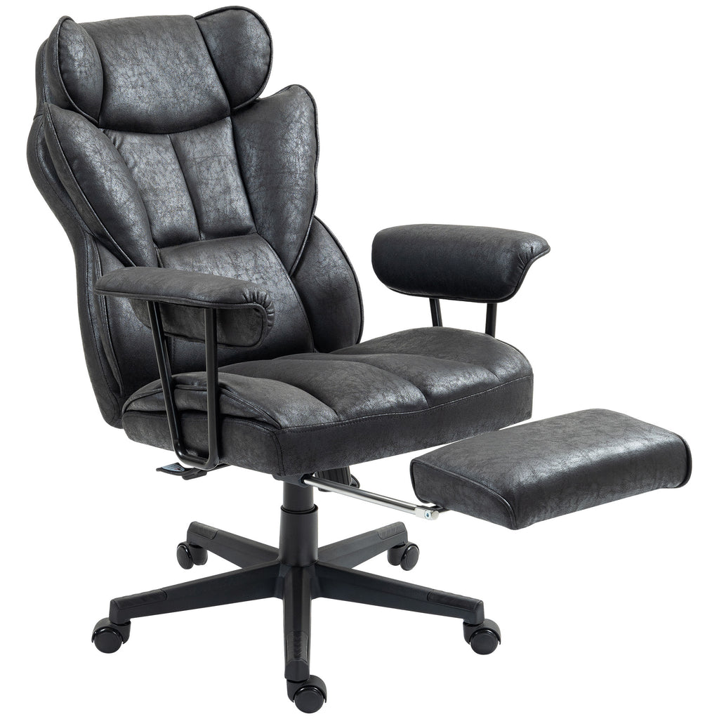 HOMCOM Massage Executive Office Chair with 6 Vibration Points, 400LBS Heated Big and Tall Office Chair with Foot Rest and Lum