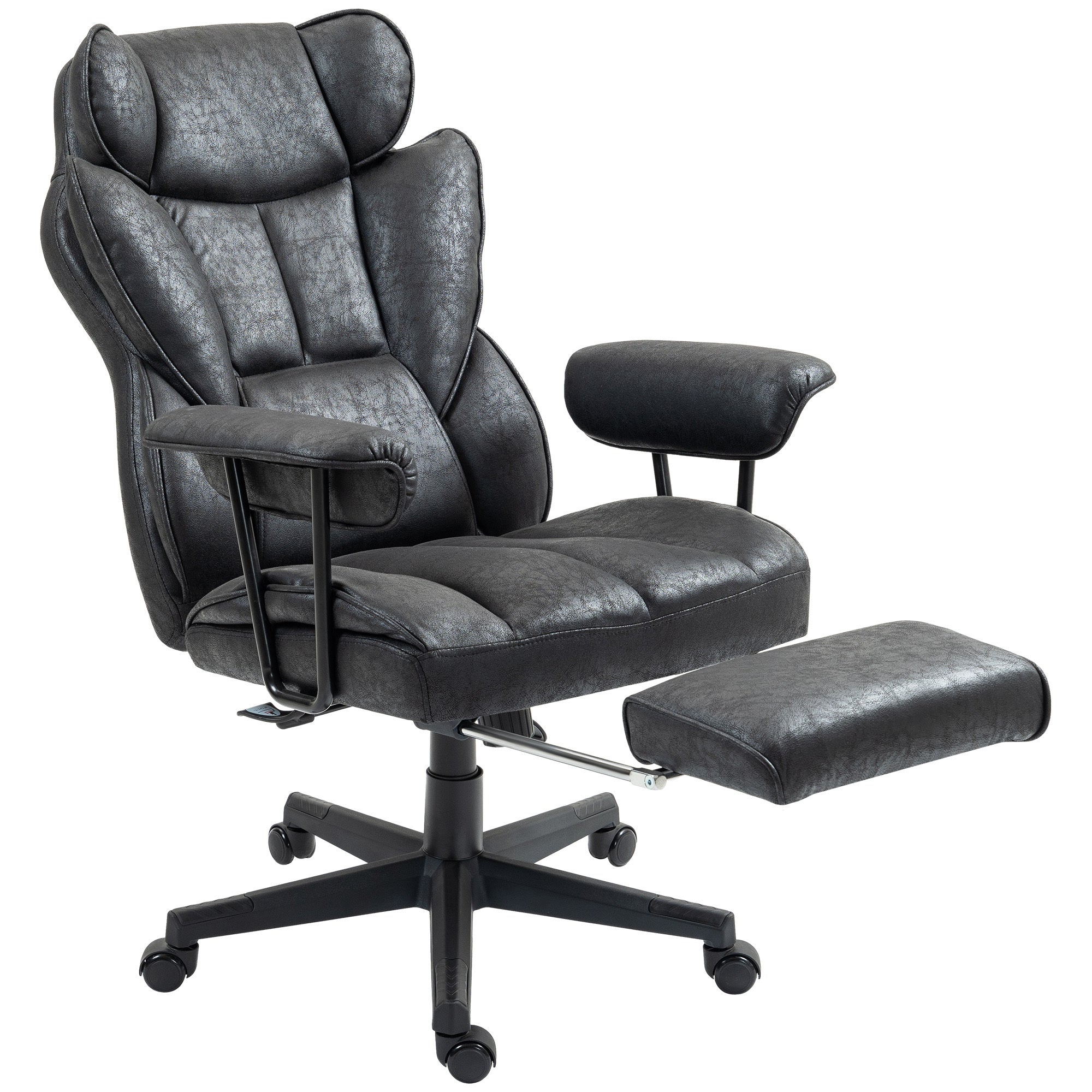 HOMCOM Massage Executive Office Chair with 6 Vibration Points, 400LBS Heated Big and Tall Office Chair with Foot Rest and Lum