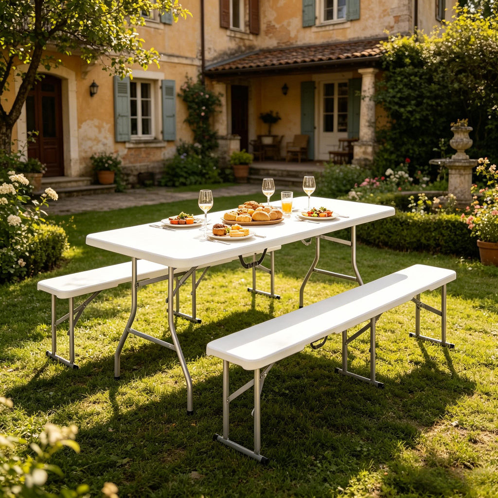 Klappbarer Picknicktisch und Stühle, Tragbarer Campingtisch und Stühle, Outdoor-Campingmöbel-Set