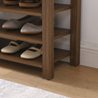 A height-adjustable long shoe-changing bench,made of natural rubberwood,comes with a comfortable seat,concealed storage space and large storage compartments. features natural wood grain.Brown - Grand Goldman Shop