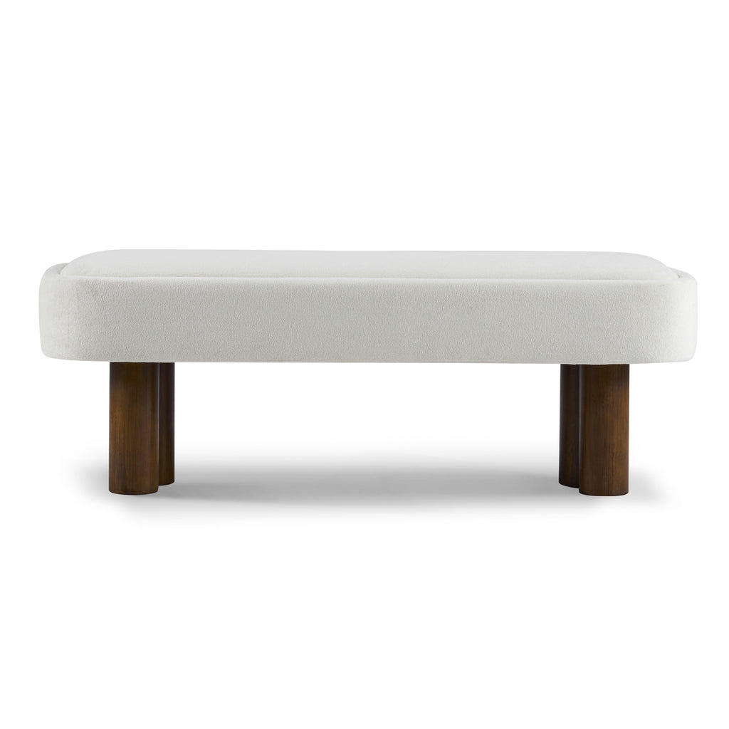 Indoor Beige Fabric Dining Bench with Walnut Color Legs, 51.57'L Upholstered Seating for Kitchen, Dining Room and Living Space,250lbs Capacity - Grand Goldman Shop