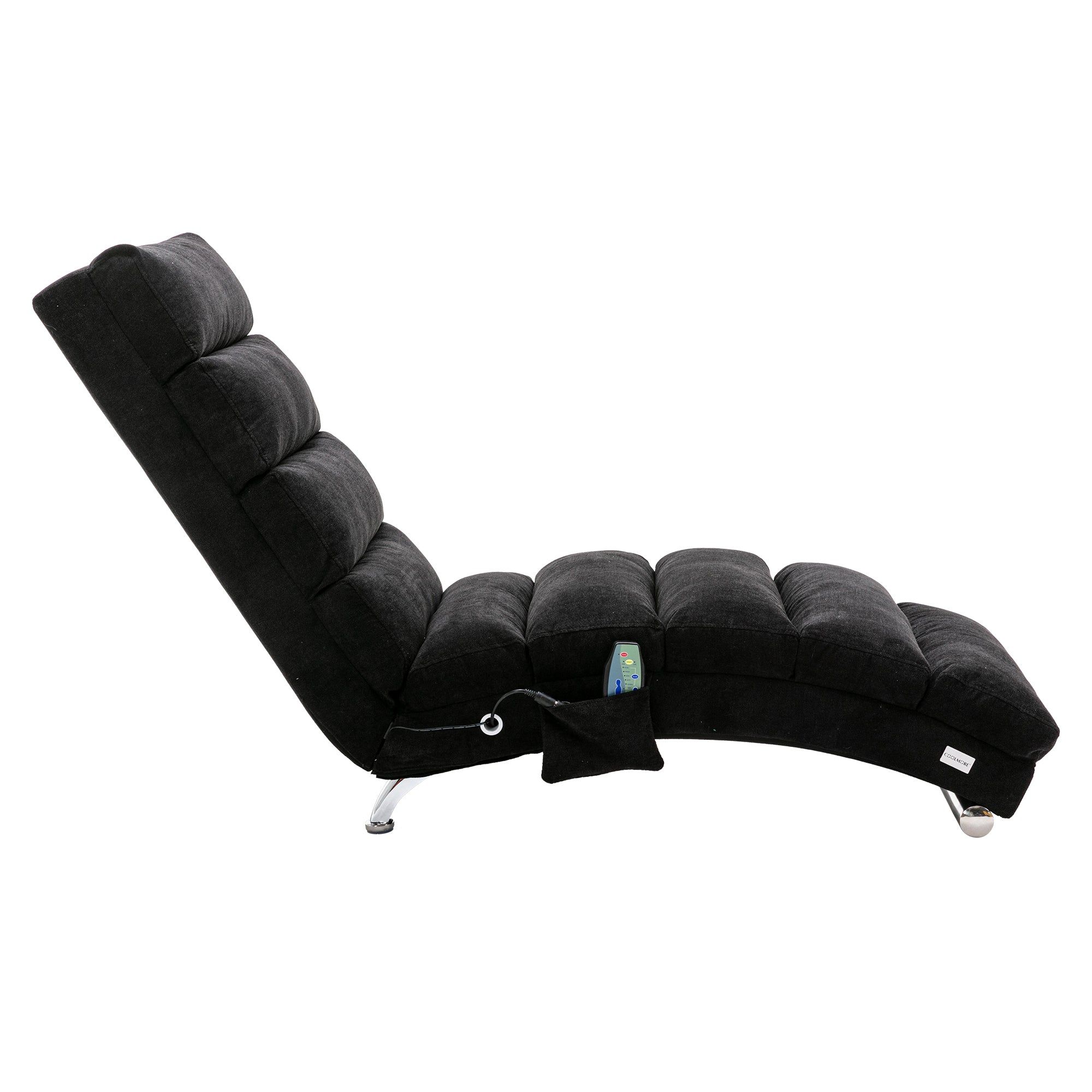 COOLMORE Luxury Upholstered Chaise Lounge Chair with Vibration for Relaxation, Modern Fixed Back Fabric Leisure Recliner Sofa for Living Room/Bedroom - Grand Goldman Shop
