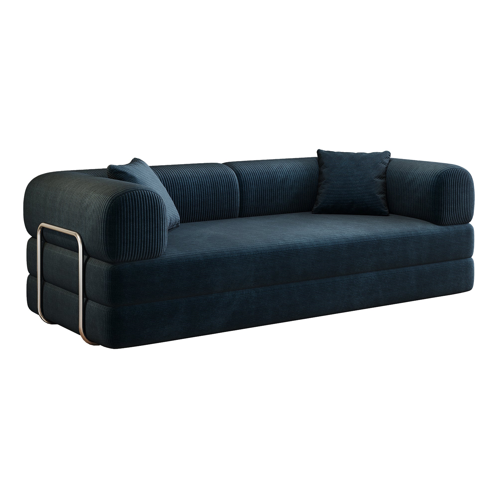 78.8' Compression Sofa,Convertible Floor Sofa Bed-with Pillow Back Support Armrest,Comfy Futon Couch Sleeper Bed,Loveseats Boneless Modular Sectional Sofa,Corduroy fabric,for Living Room,Bedroom,Blue - Grand Goldman Shop