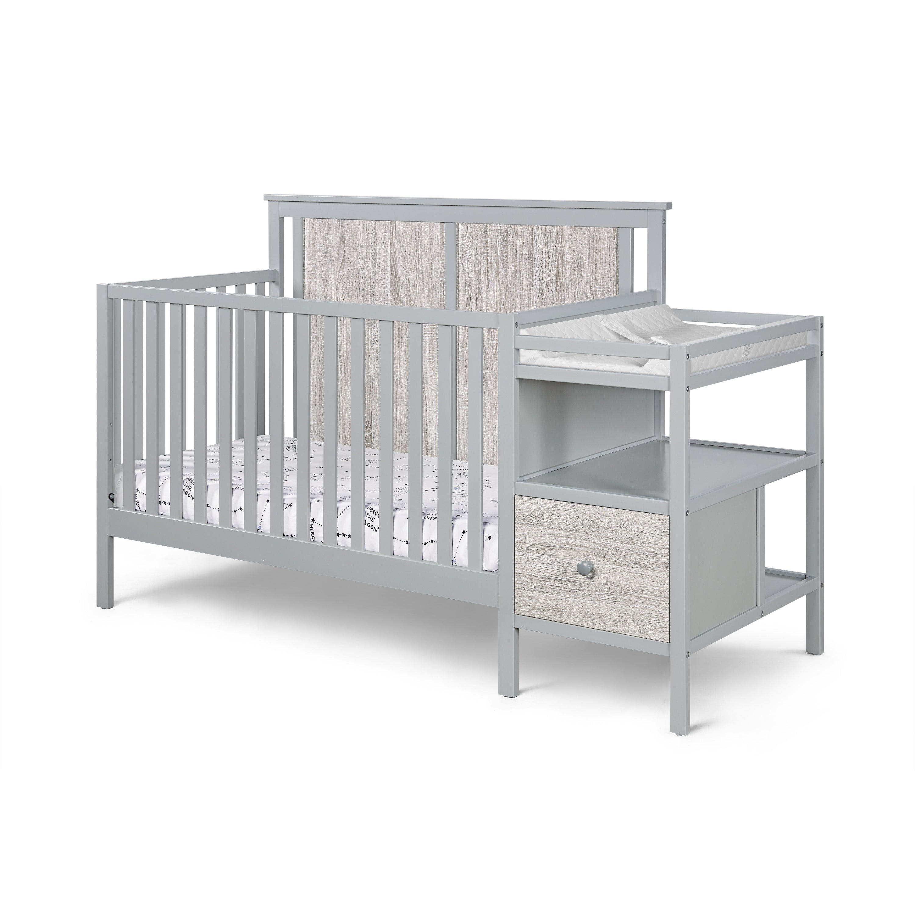 Connelly 4-in-1 Crib and Changer Combo Gray/Rockport Gray - Grand Goldman