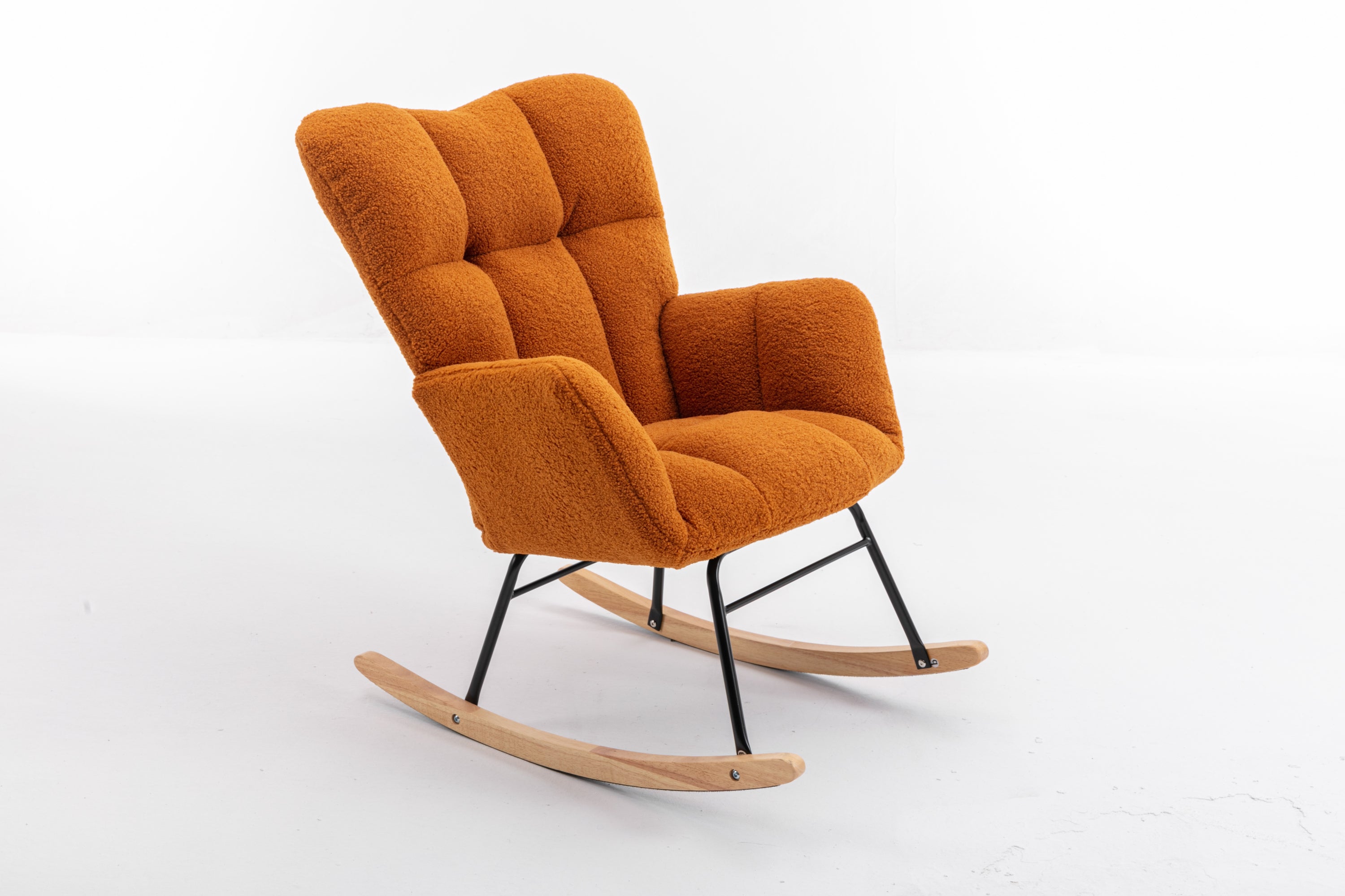 050-Teddy Fabric Rocking Gilder Nursery Chair For Living Room Indoor,Caramel - Grand Goldman Shop