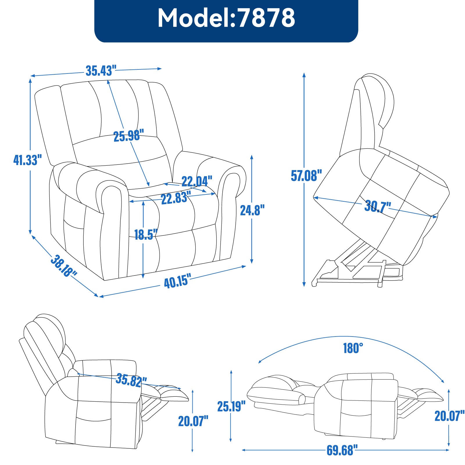 Power Lift Recliner Chair Heat Massage Dual Motor Infinite Position Up to 350 LBS, Faux Leather, Heavy Duty Motion Mechanism with USB Ports, Grey - Grand Goldman Shop