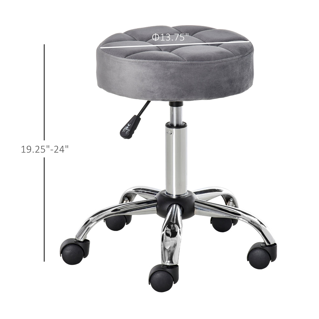 Office Chair Round Rolling Stool with Height Adjustable Lift, Vanity Chair - Grand Goldman