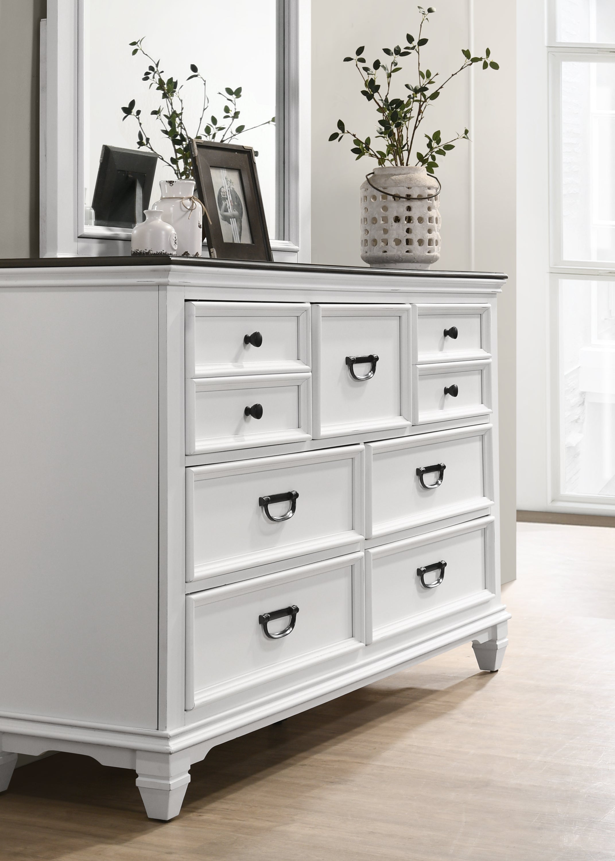 Clelane Wood Bedroom Set with Shiplap Panel Queen Bed, Dresser, Mirror, and Nightstand - Grand Goldman Shop