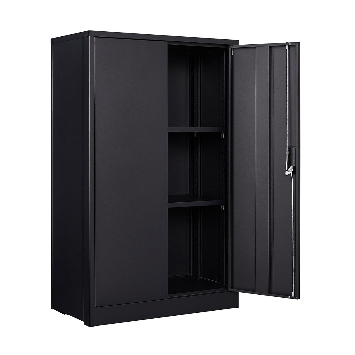 Black Metal Storage Cabinet with Locking Doors and Adjustable Shelf, Folding Filing Locker for Home Office, School, Garage, S