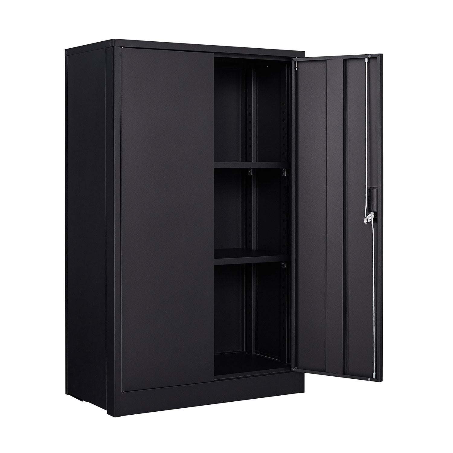 Black Metal Storage Cabinet with Locking Doors and Adjustable Shelf, Folding Filing Locker for Home Office, School, Garage, S