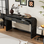 TREXM Unique Retro Silhouette Console Table with Open Style, Two Top Drawers for Entrance, Dinning Room, Living Room (Antique Black) - Grand Goldman Shop