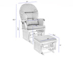 Mason Glider and Ottoman White Wood and Pink Fabric | Premium Home Decor - Grand Goldman