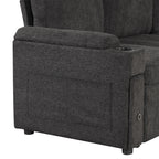 Black Convertible L-shaped Sofa Couch with Storage, Cup Holders, USB Ports, Chenille Fabric, 83.5' - Grand Goldman Shop