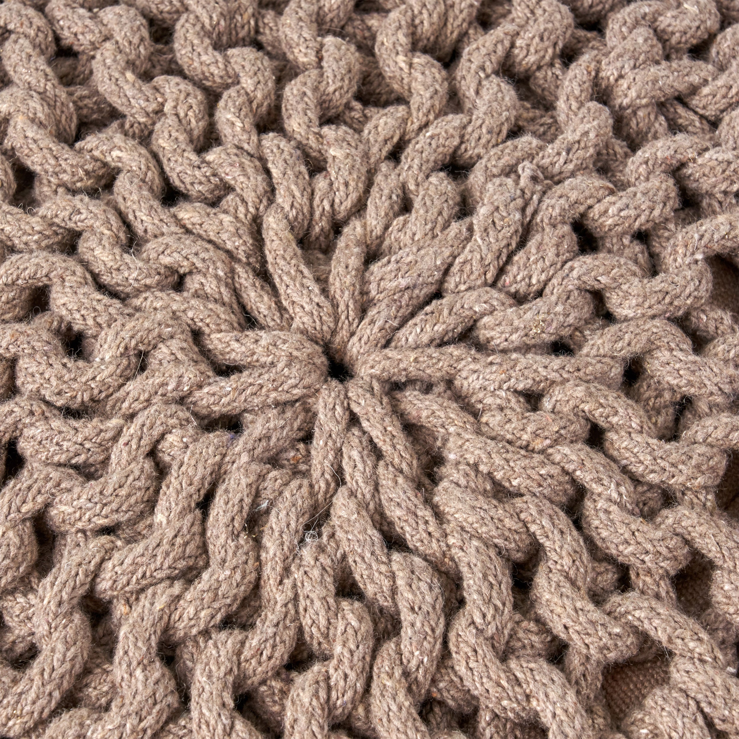Moro Knitted Cotton Round Pouf with Pumpkin Shape in Brown, 20 x 20 inches - Grand Goldman Shop