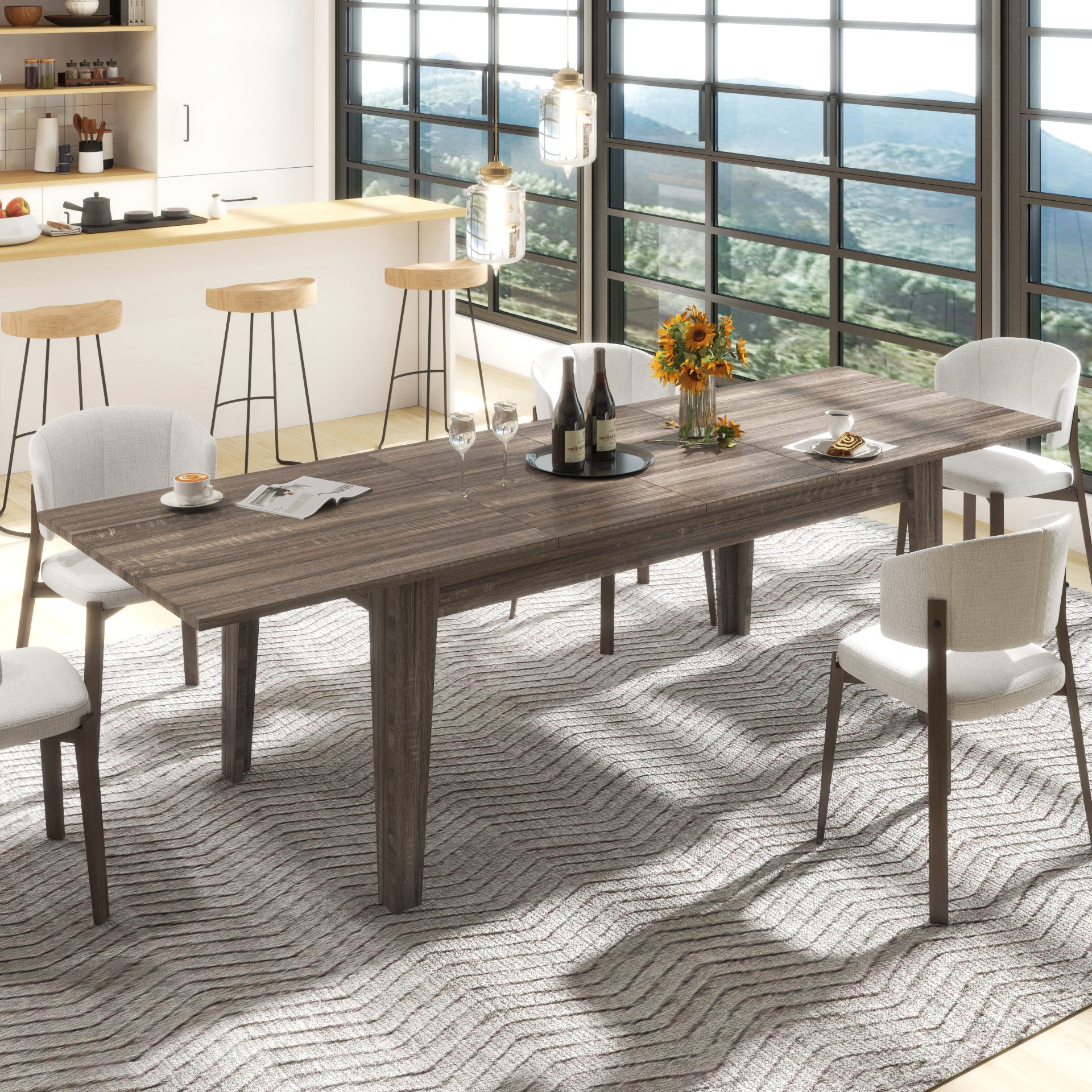 Dining Table , 106.3 in  Large Extendable Kitchen Table - Grand Goldman Shop