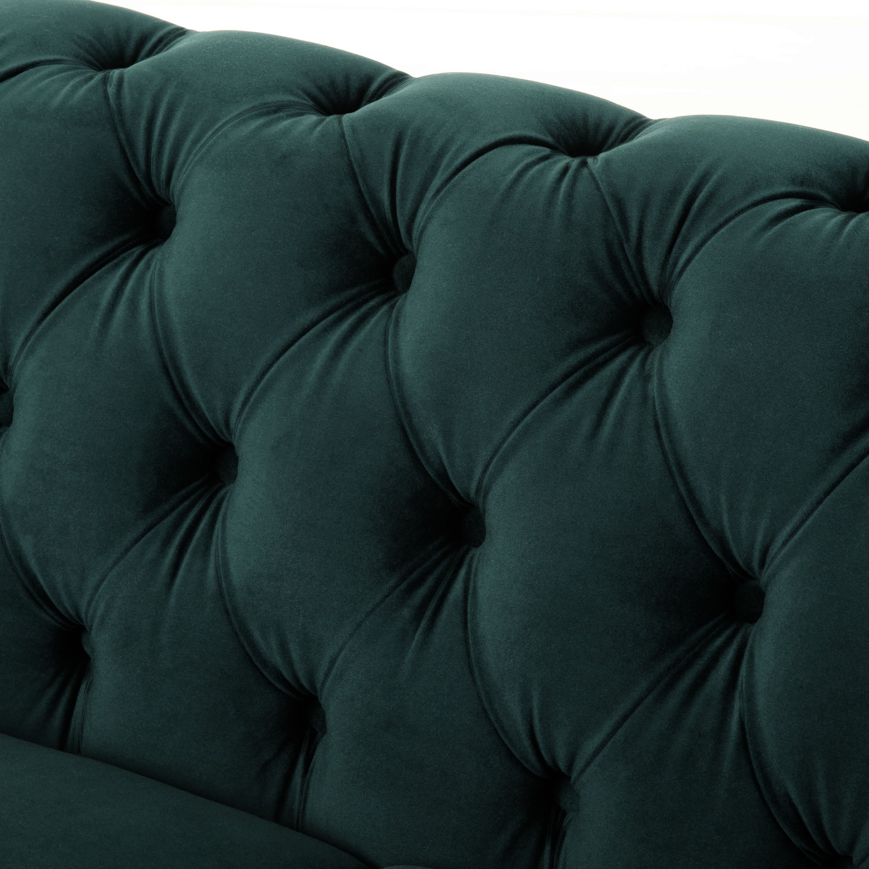 VIVALUX Chesterfield Velvet Loveseat Sofa 2-Person Rolled Arm Upholstered Couch Forest Green 59.44' - Grand Goldman Shop