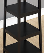 Vassen Coat Rack w/ 3-Tier Storage Shelves in Black Finish - Grand Goldman Shop