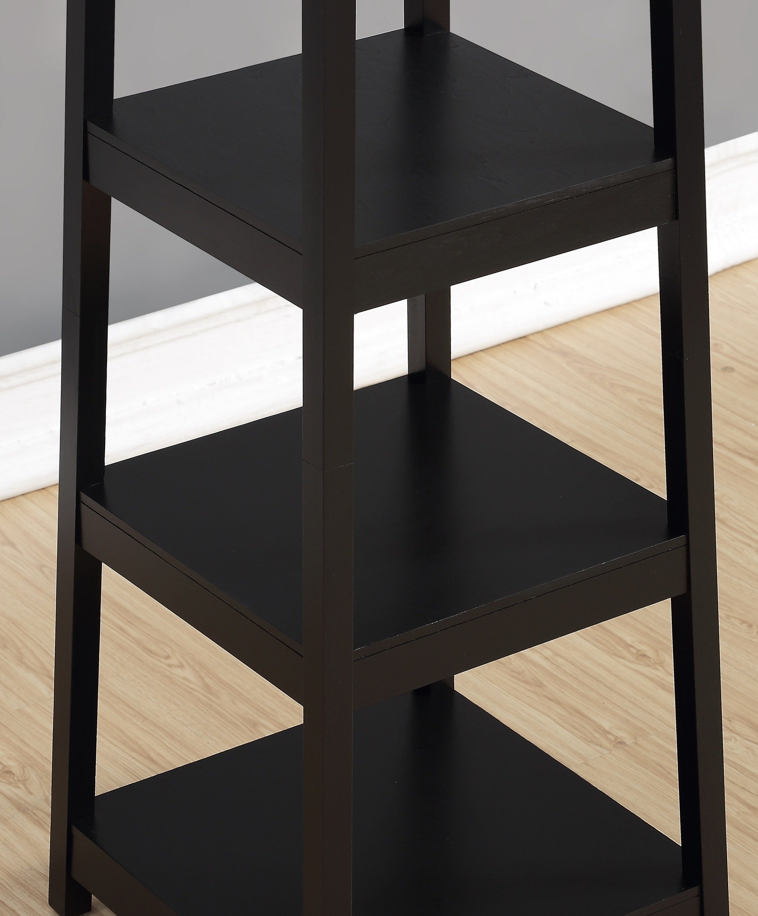 Vassen Coat Rack w/ 3-Tier Storage Shelves in Black Finish - Grand Goldman Shop