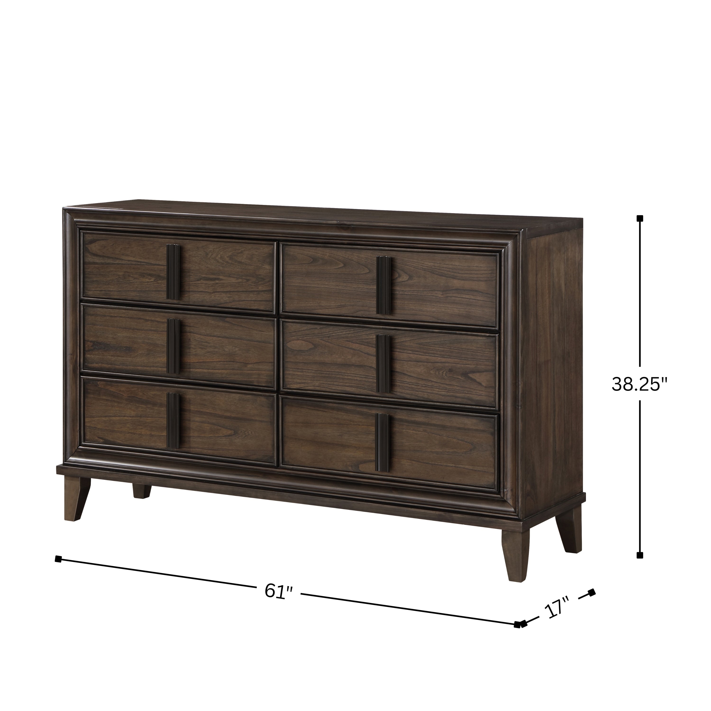 Aetheria Contemporary Wood 6-Drawer Dresser in Dark Brown - Grand Goldman Shop
