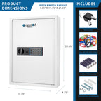 Digital Keypad Wall Safe Key Cabinet with 100 Key Capacity in White Steel - Grand Goldman