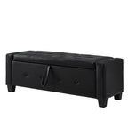 48' Ottoman Bench with Storage, Bench for Bedroom,Living Room,Hallway, Upholstered Tufted Faux Leather PU Ottoman Black - Grand Goldman Shop