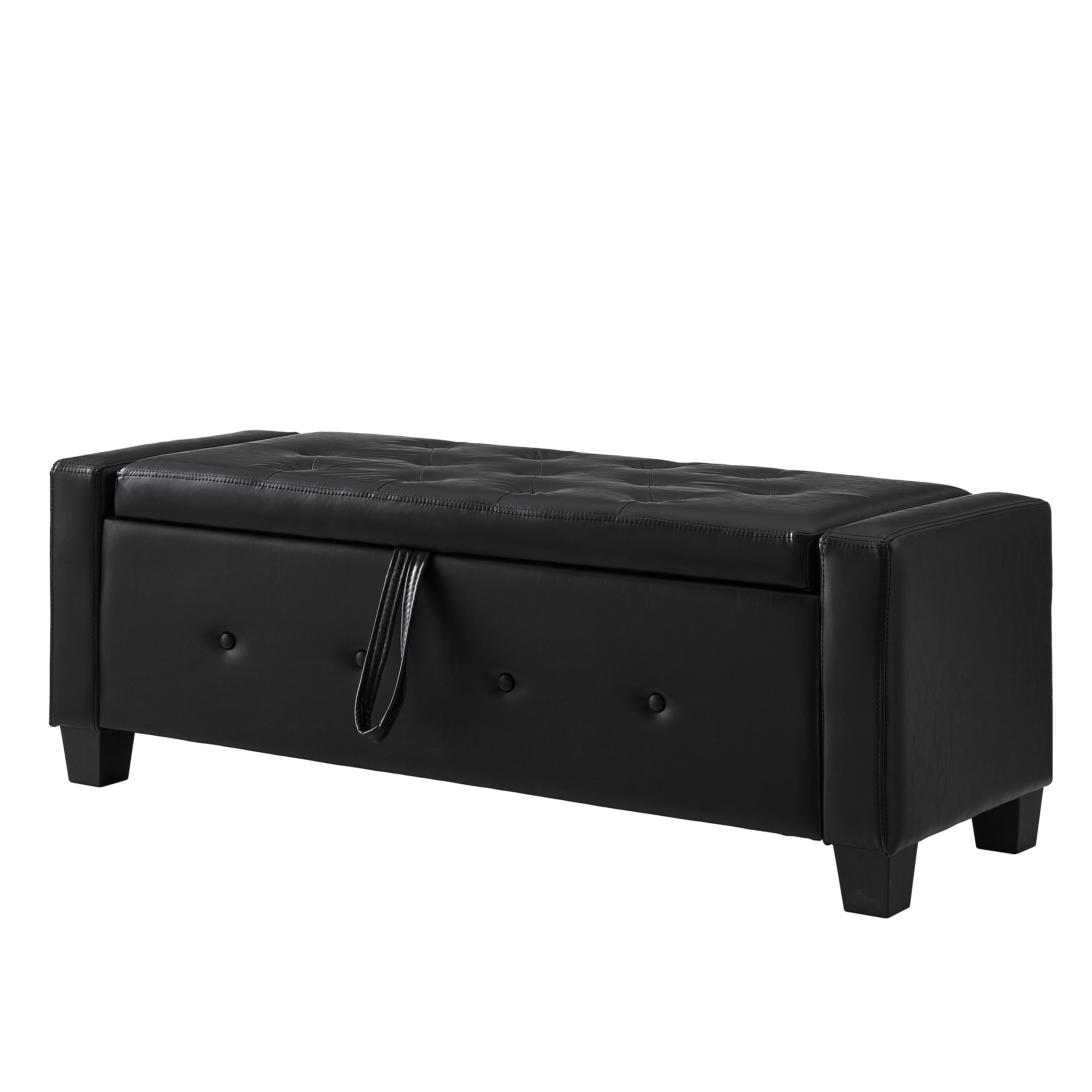 48' Ottoman Bench with Storage, Bench for Bedroom,Living Room,Hallway, Upholstered Tufted Faux Leather PU Ottoman Black - Grand Goldman Shop