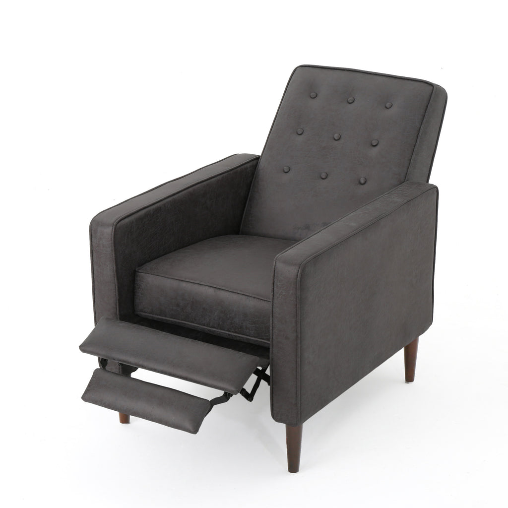 Macedonia Mid-Century Modern Button Tufted Fabric Recliner - Grand Goldman Shop