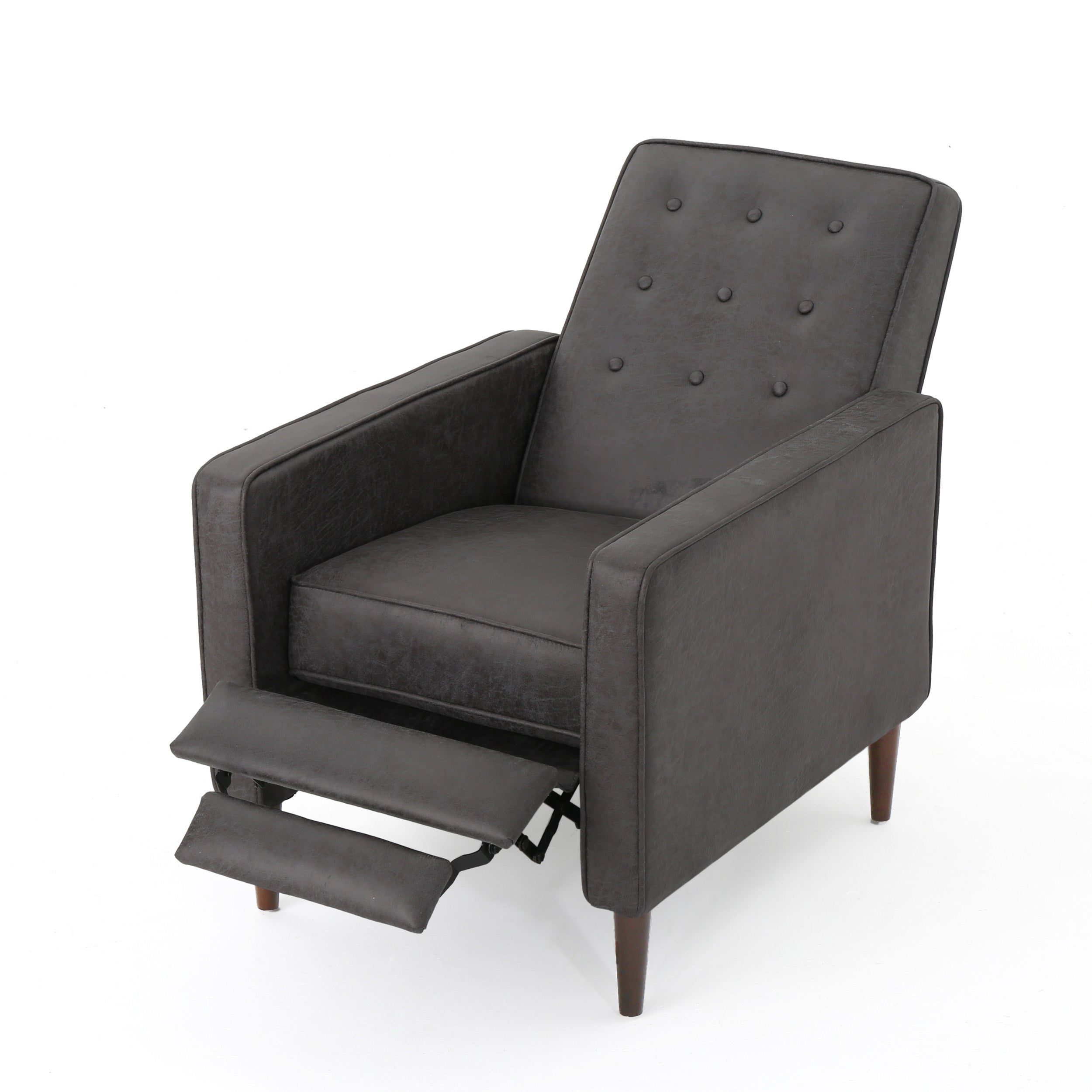 Macedonia Mid-Century Modern Button Tufted Fabric Recliner - Grand Goldman Shop