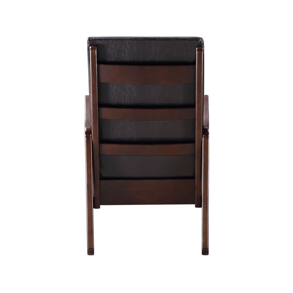 Raina Dark Brown Synthetic Leather & Espresso Finish Rocking Chair with Foam Cushioning, 220lb Capacity - Grand Goldman Shop