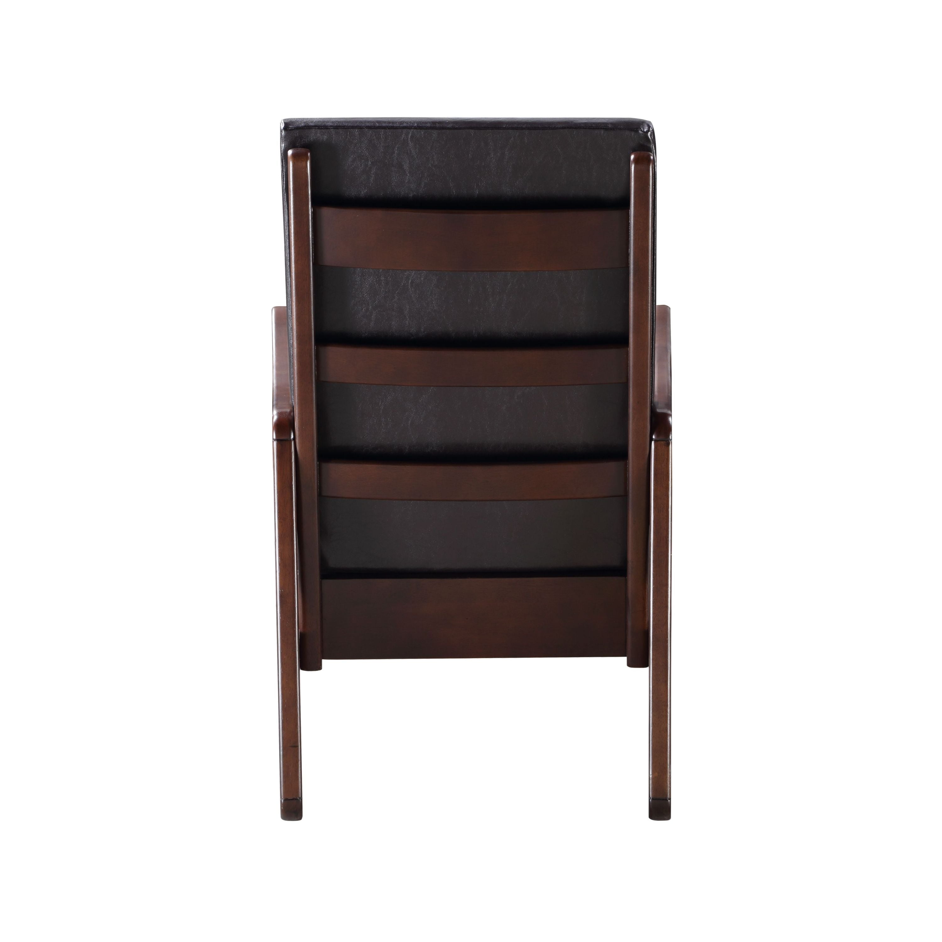 Raina Dark Brown Synthetic Leather & Espresso Finish Rocking Chair with Foam Cushioning, 220lb Capacity - Grand Goldman Shop