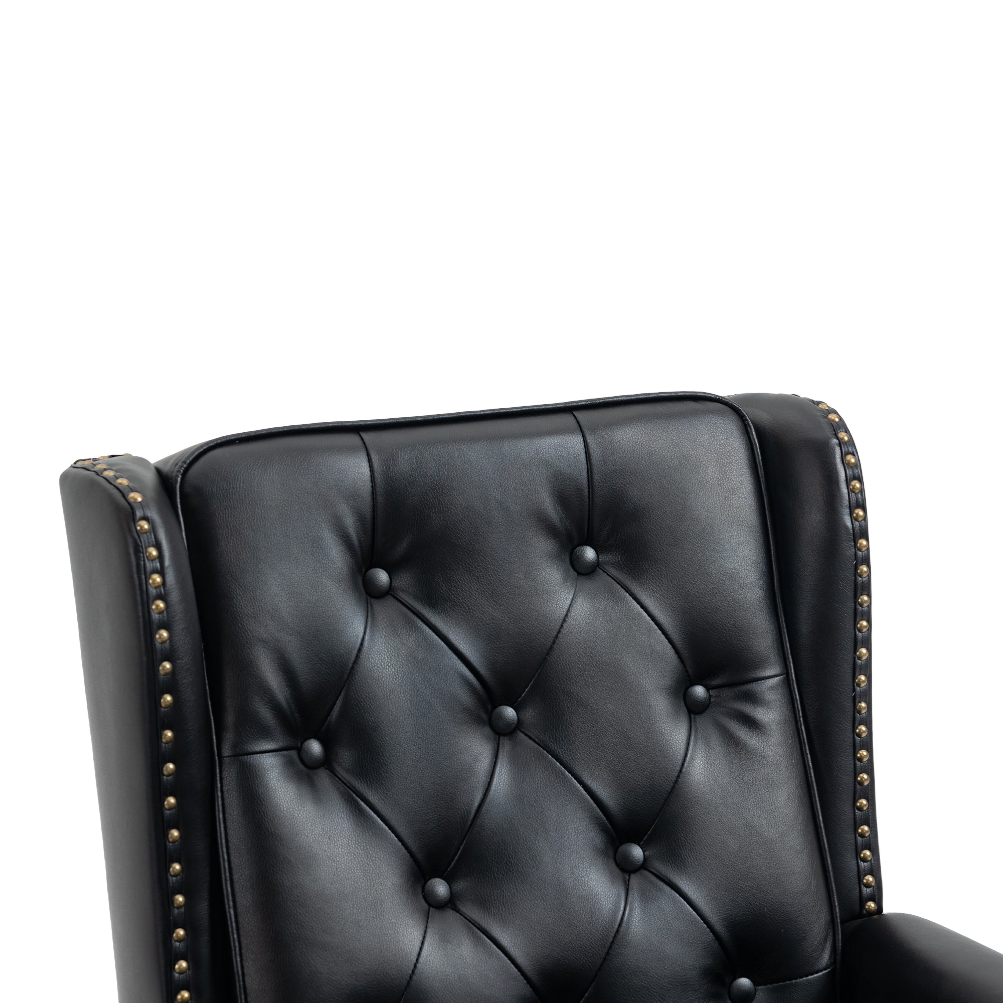 Modern Accent Armchair with Sturdy Wood Legs in Black PU Leather for Living Room or Bedroom - Grand Goldman Shop