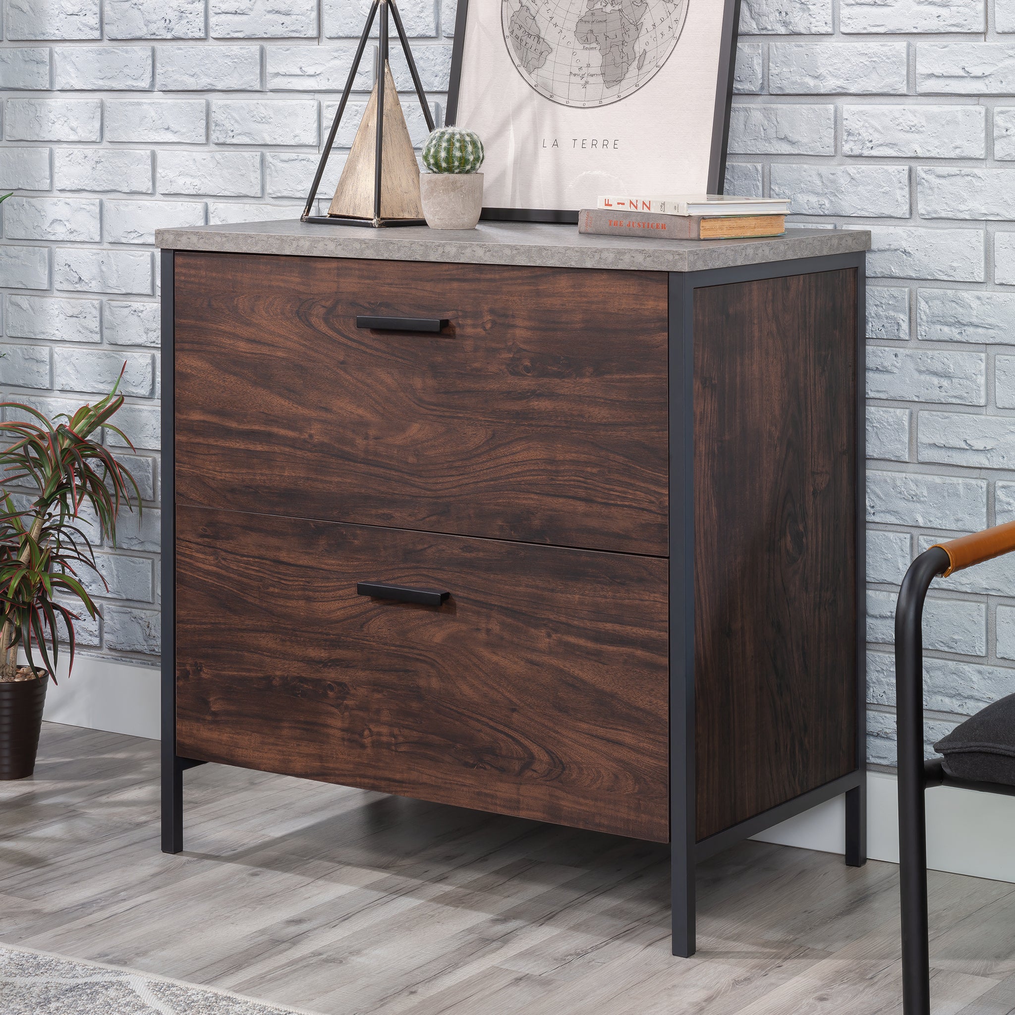 Lateral File with Full-Extension Slides, Dark Walnut finish | Premium Home Decor - Grand Goldman