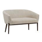 Corduroy Recessed Arm Loveseat(Beige+Walnut-65780) - Grand Goldman Shop