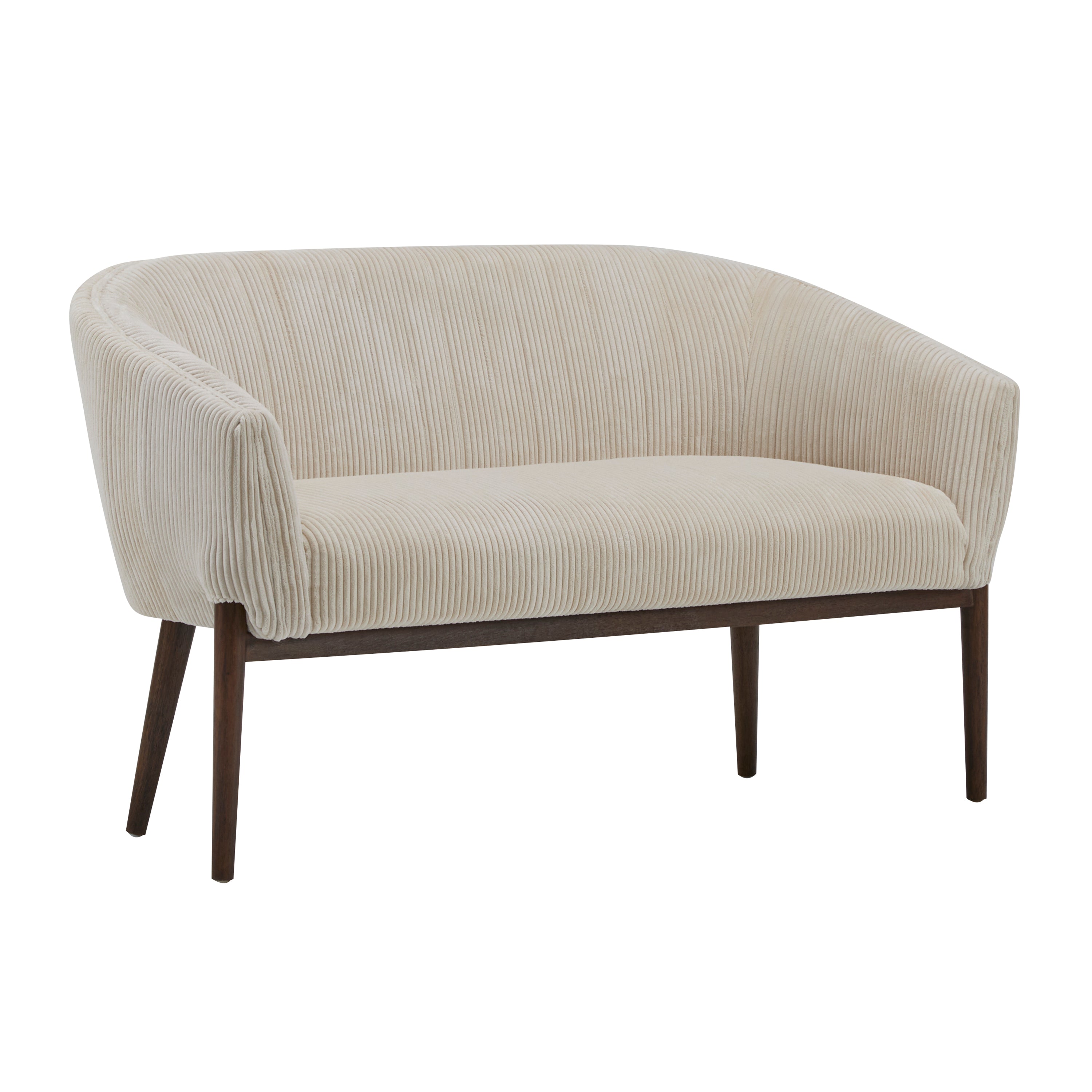 Corduroy Recessed Arm Loveseat(Beige+Walnut-65780) - Grand Goldman Shop