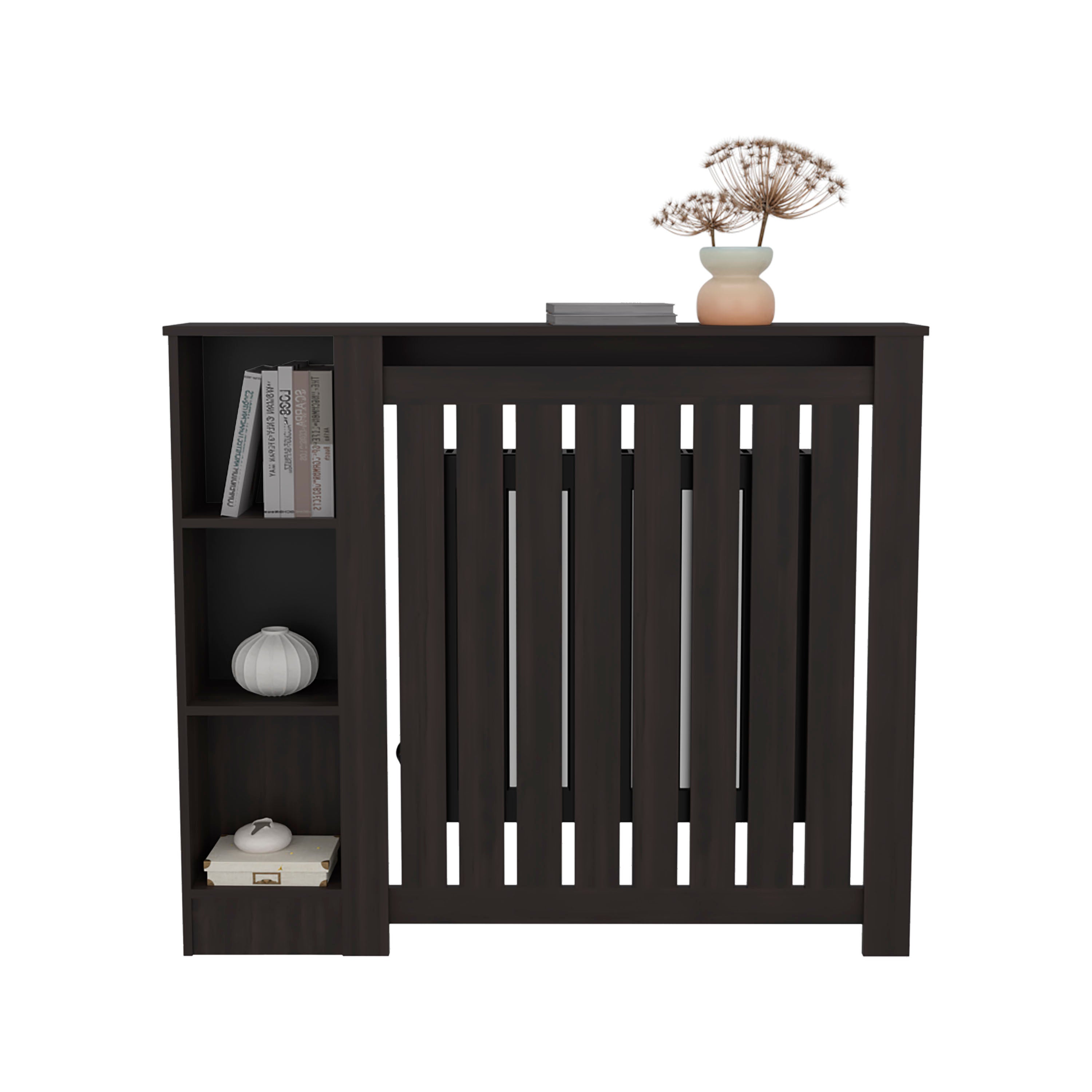 Radiator Cover Cabinet Joseph with Slatted Frame and 3 Shelves, Decorative Heater Cover, Modern Furniture Accent, Walnaut - Grand Goldman Shop