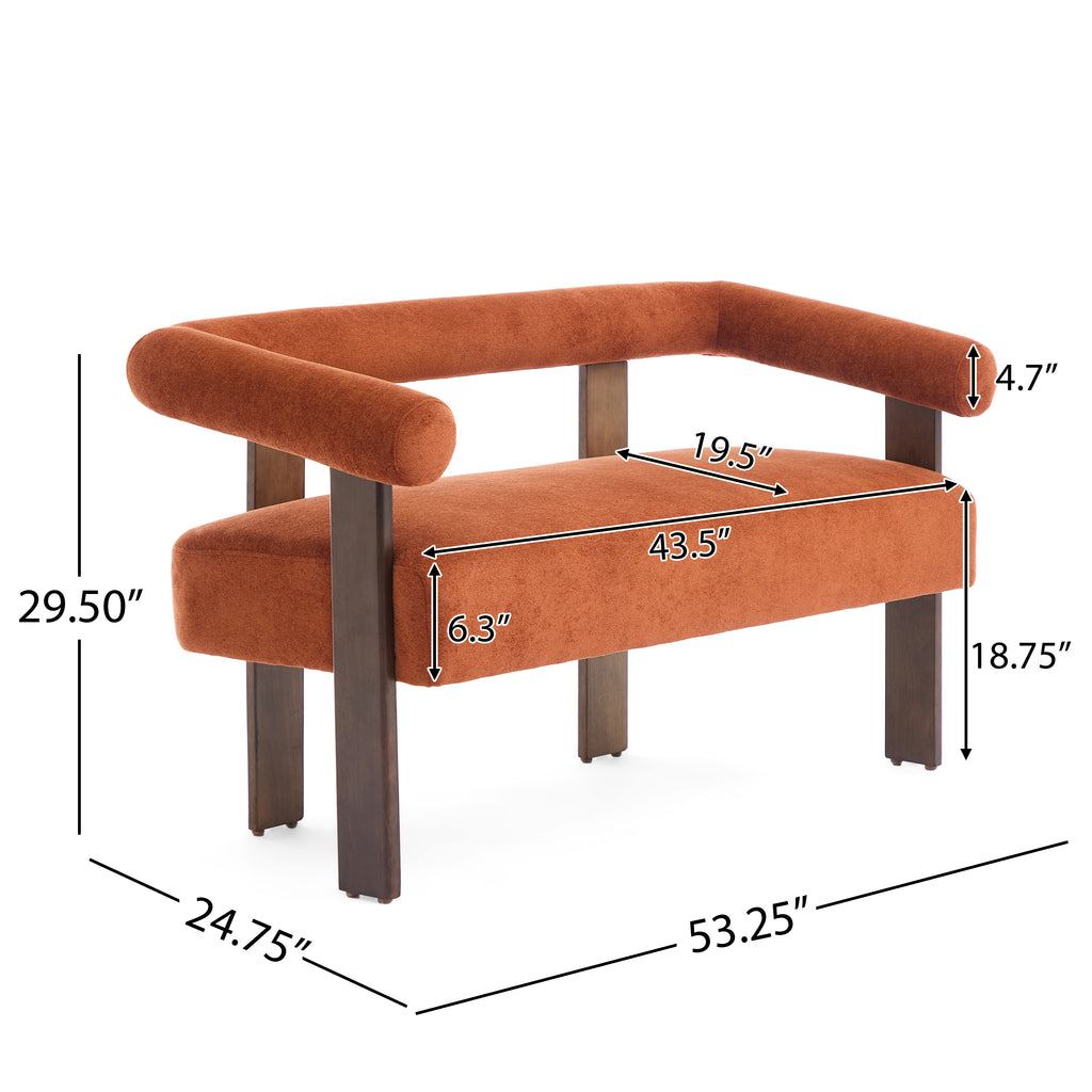 Round armrest loveseat(Dark orange+Brown) - Grand Goldman Shop