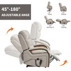 Power Beige Chenille Lift Recliner Chair Dual Motor Infinite Position Up to 350 LBS with Solid Wood Armrests, Heat Massage and Heavy Duty Motion Mechanism - Grand Goldman Shop