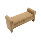Modern Teddy Bed End Bench with Arms and Storage, Upholstered Foot Rest Stool, Coffee Color, Plywood, 52.3' Length - Grand Goldman Shop