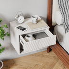 set of 2 nightstand with Modern Wall-Mounted Drawer Cabinet: Open Shelf, 3-Stage Rails, Carved Design, Anti-Wobble, DIY, for Bedroom/Living Room/Office - Grand Goldman Shop