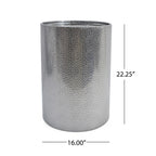 Modern Round Accent Table with Hammered Surface in Silver Iron Frame - Grand Goldman Shop