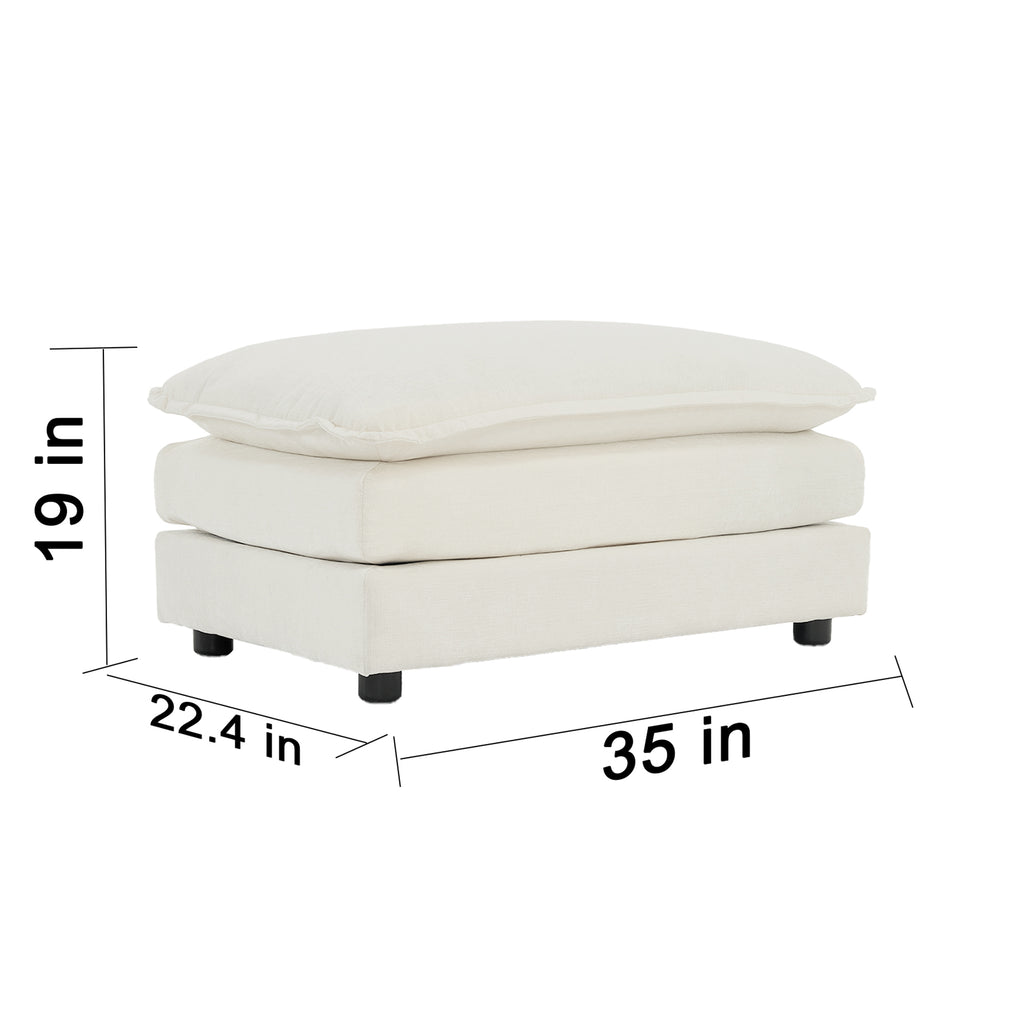 Chenille Fabric Ottomans Footrest to Combine with 2 Seater Sofa, 3 Seater Sofa and 4 Seater Sofa, White Chenille - Grand Goldman Shop