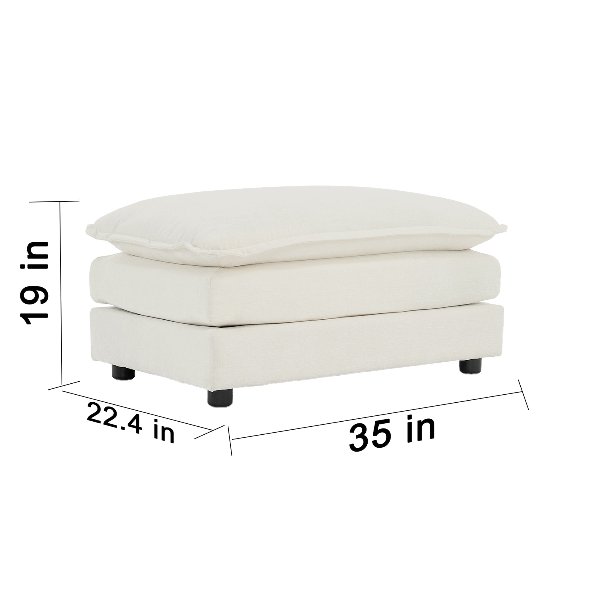 Chenille Fabric Ottomans Footrest to Combine with 2 Seater Sofa, 3 Seater Sofa and 4 Seater Sofa, White Chenille - Grand Goldman Shop