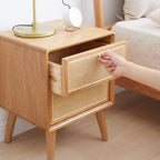 Pure Solid Wood Bedside Cabinet Modern Simple Nightstands North America Oak Bedside Cabinet Nordic Bedroom Solid Oak Storage Cabinet 0.4m - Grand Goldman Shop