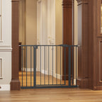 Black Pressure-Mounted Baby Gate for Stairs and Doorways, 29.5-44.1' Wide, Steel and ABS Construction, Easy Walk-Through Safe