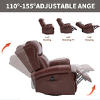 Heat Massage Manual Recliner Chair with Rocker and Swivel in Genuine leather for Living Room, Red - Grand Goldman Shop