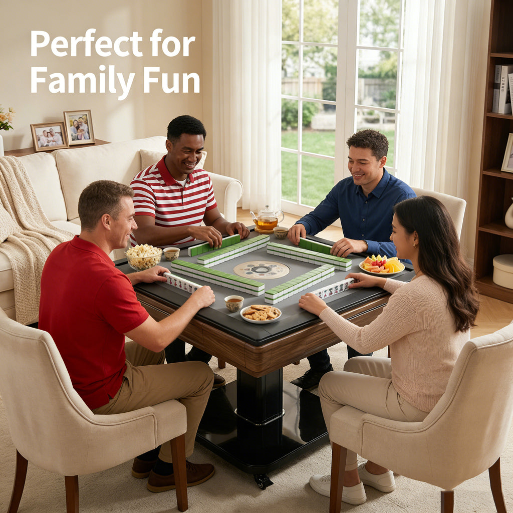 Foldable Ultra-Thin Automatic Mahjong Table with Wheels, 42mm Numbered Tiles (Chinese & American Style), 2 Magnetic Tile Sets
