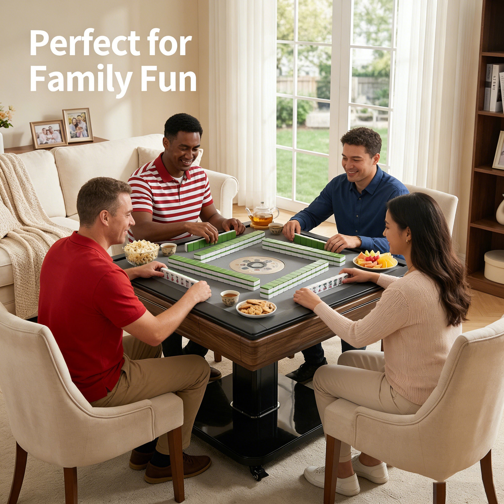 Foldable Ultra-Thin Automatic Mahjong Table with Wheels, 42mm Numbered Tiles (Chinese & American Style), 2 Magnetic Tile Sets