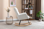 050-Teddy Fabric Rocking Gilder Nursery Chair For Living Room Indoor,Ivory - Grand Goldman Shop