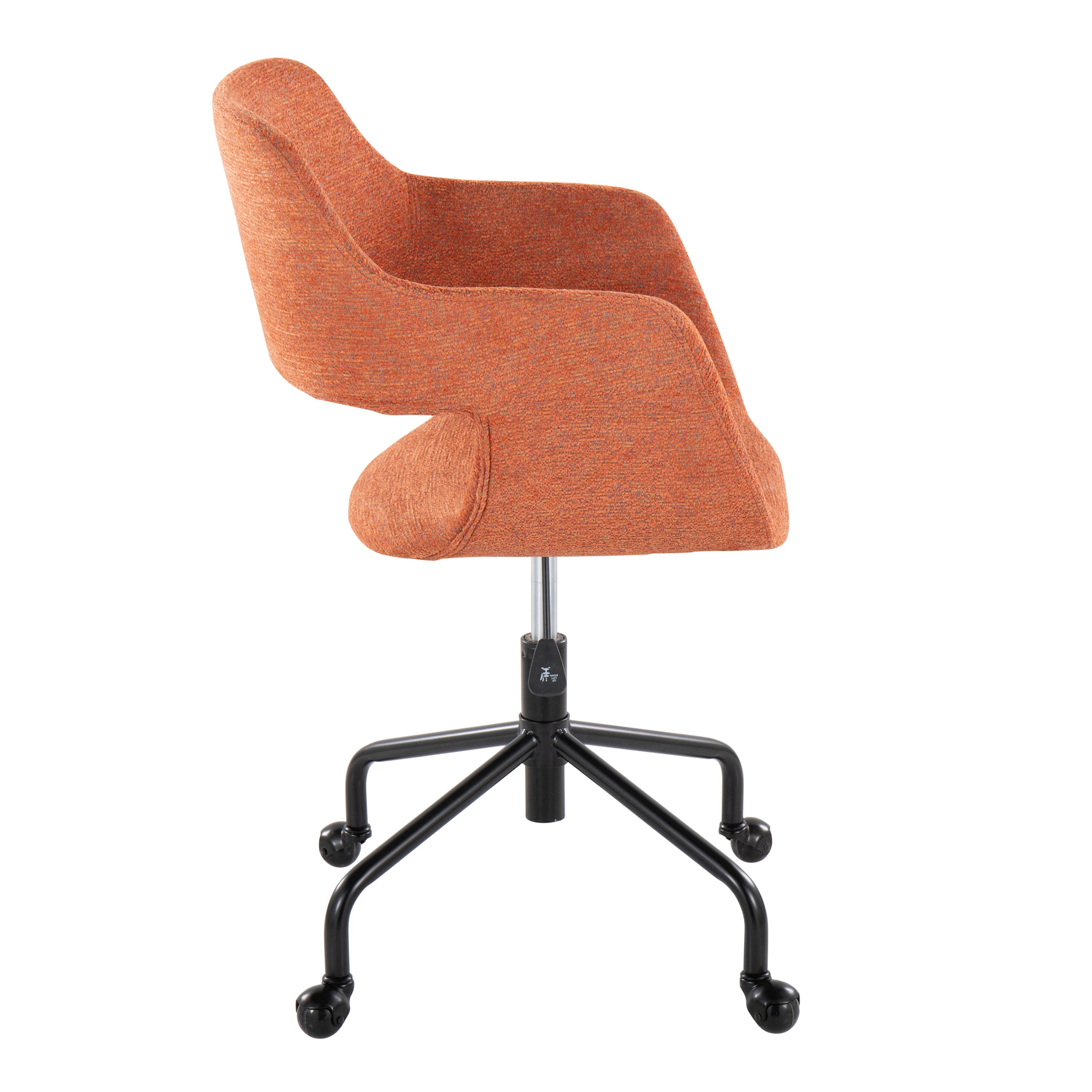 Contemporary Adjustable Office Chair in Black Metal and Orange Fabric - Grand Goldman